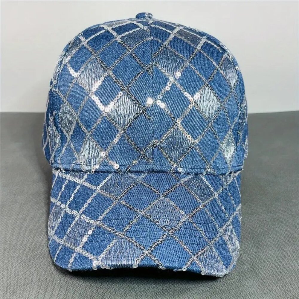 Sequin Grid Baseball Cap - image 2